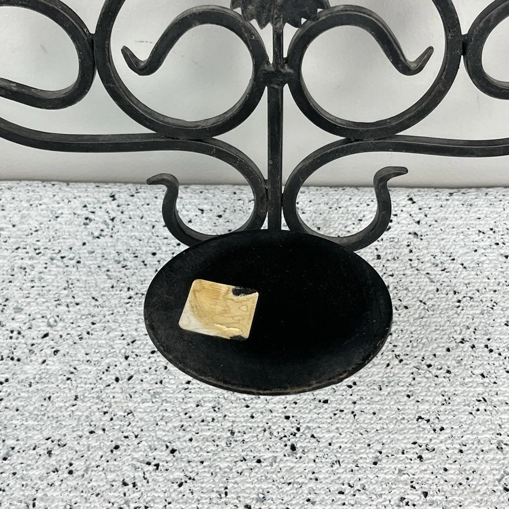 Vintage Black‎ Metal Celestial Sun Wall Sconce Candle Holder Whimsy Gothic